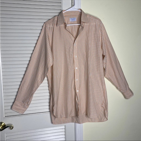 Emma Willis Orange Button Down Long Sleeve Dress Shirt, 16” Mens Check, England - Picture 3 of 10